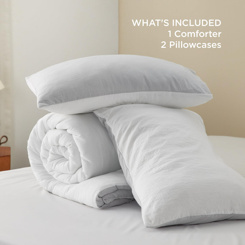 Bedsure Reversible Prewashed Comforter Set, Mineral Blue/Sky, Full Comforter + 2 Standard Pillowcases