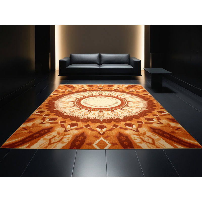 Tapis marocain bohème lavable à la machine en brun - reliure brun clair, 3 x 5