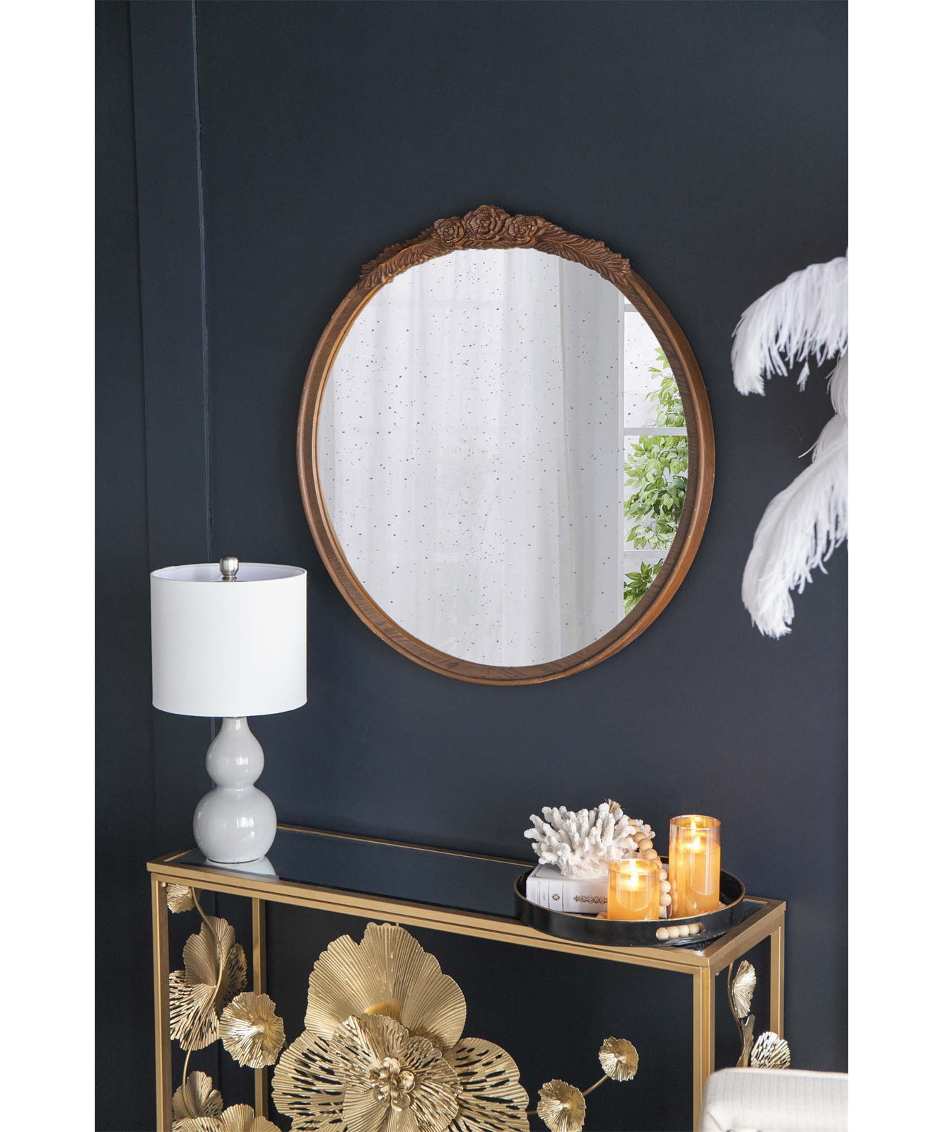 Langosta 30" Accent Mirror, Brown, 30.1"H x 29.1"W