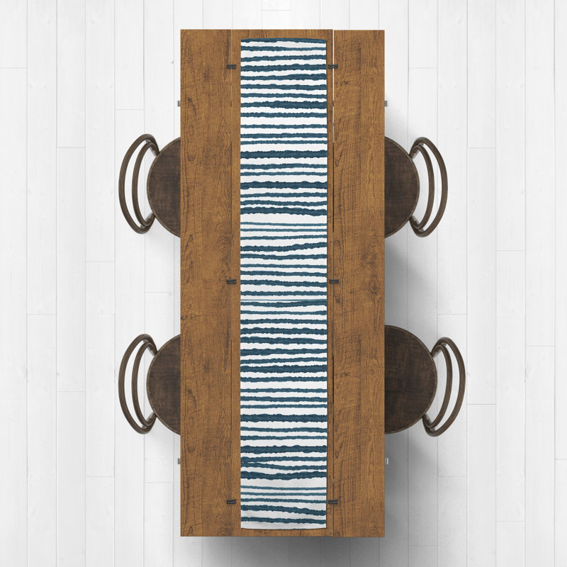 Chemin de table Alue, 90 po x 16 po, Bleu marine, Striped 1