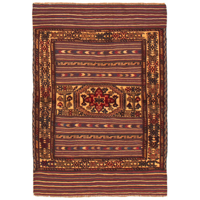 Sajaad One-of-a-Kind 4'0" X 5'9" New Age Wool Area Rug in Dark Red