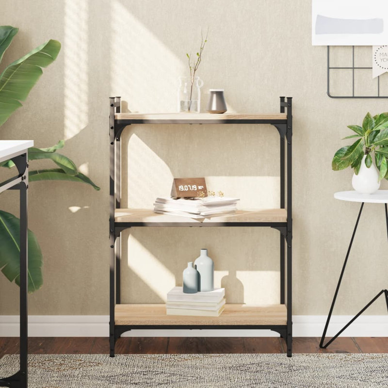 Aaleigha 86cm H x 30cm W Metal Standard Bookcase, 86cm H x 30cm W x 60cm D, Black