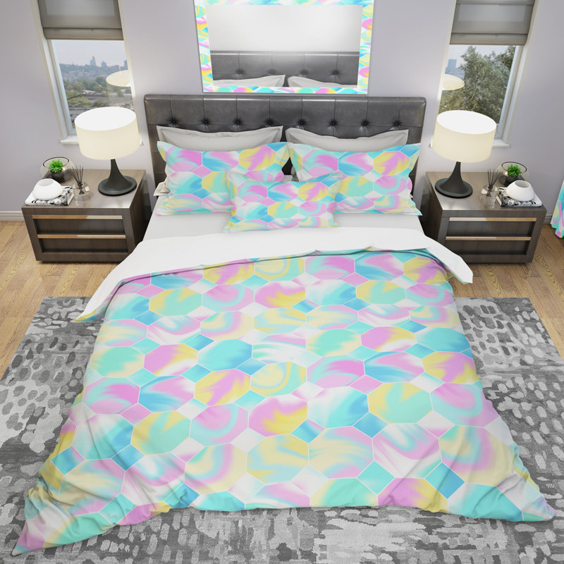 Ensemble de housse de couette moderne et contemporaine en microfibre bleue