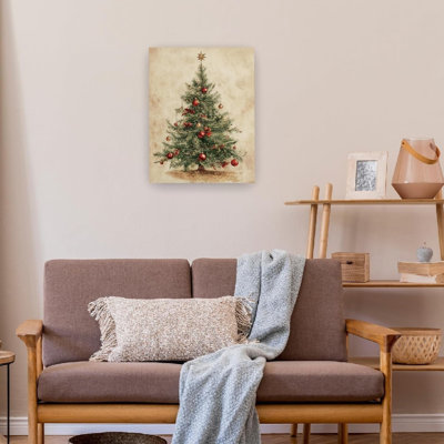 Arbre de Noël rustique neutre, thème de l'hiver, art mural non encadré, 16 x 20