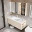 Armoire de salle de bain simple de style crème.