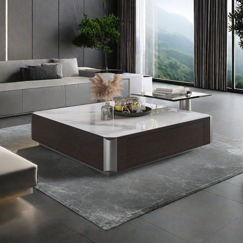 Table basse carrée légère et moderne, 14.2" H x 35.4" L x 35.4" W