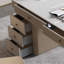 Bureau 5 tiroirs blanc + kaki + or fritté rectangulaire + bois manufacturé + acier inoxydable-832430331-832430325