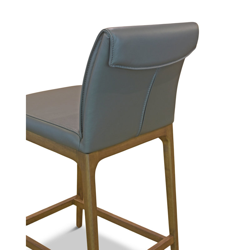 Tabouret de comptoir en cuir Keler, Gris