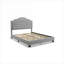 Lit plateforme sous-lit en lin gris avec rangement et rangement sous le lit-129467844