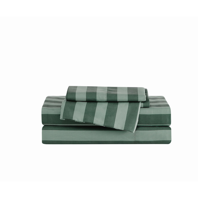 Ensemble de draps Weston, Ensemble de draps pour grand lit avec 2 taies d'or, Vert