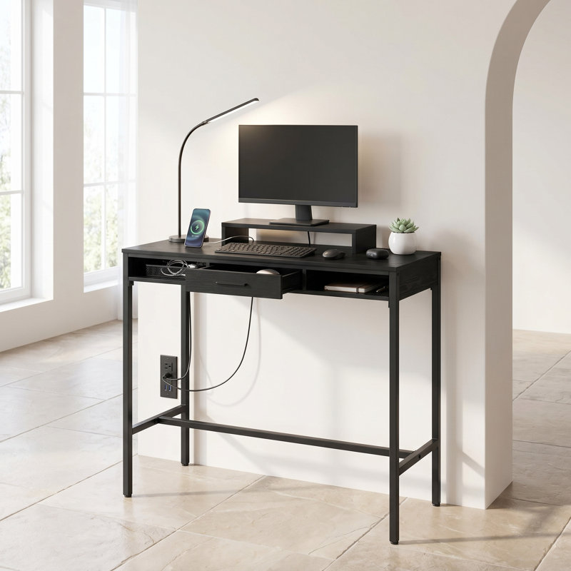 Bar Table - Bar Height Pub Table With Storage Shelves, Industrial Kitchen Dining Table For Small Spaces, Apartment, Living Room, Rustic Brown And Black