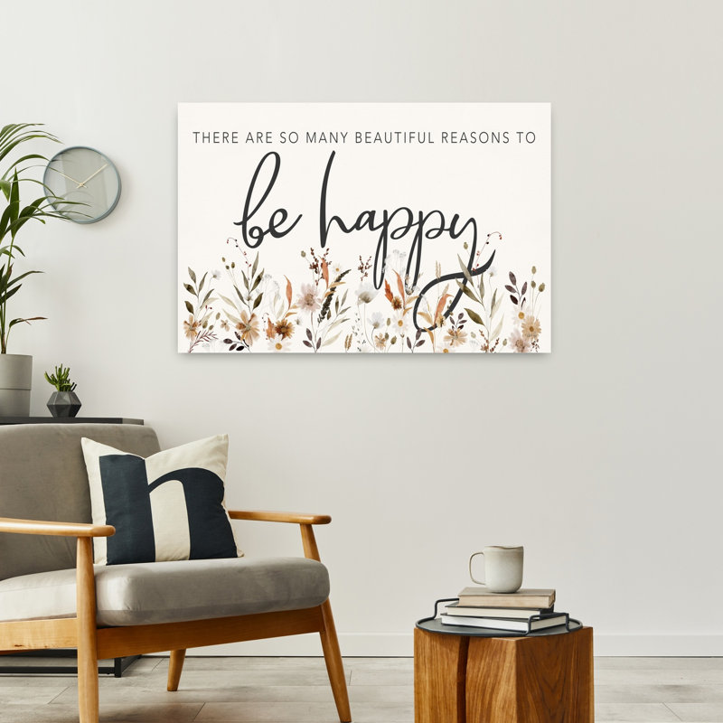 «Be Happy», art floral contemporain, H 24 po x l 36 po