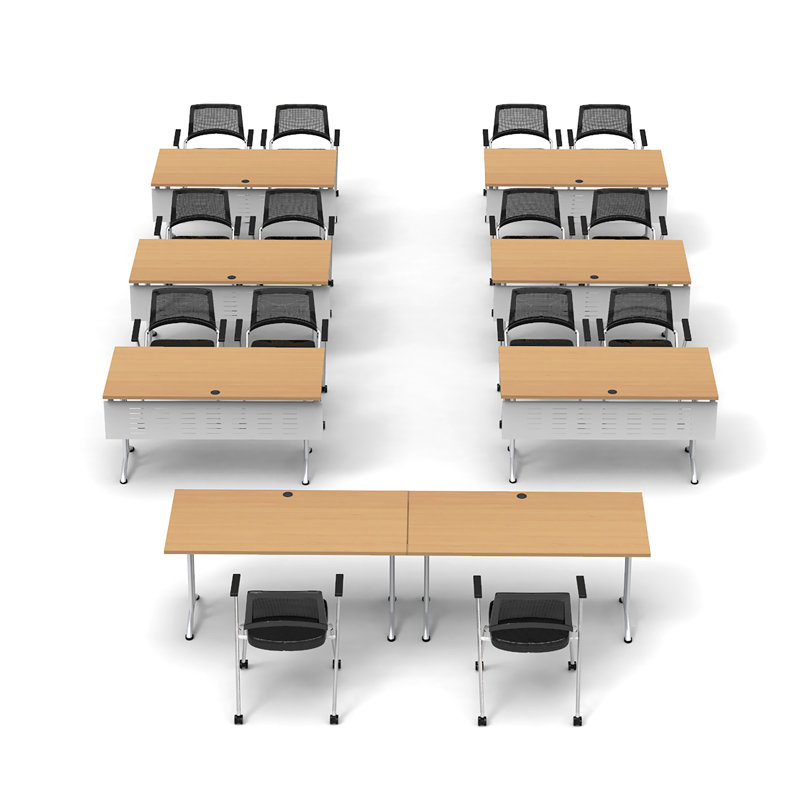 14 Person Training Meeting Seminar Tables with Modesty Panels and 14 Chairs Complete Set