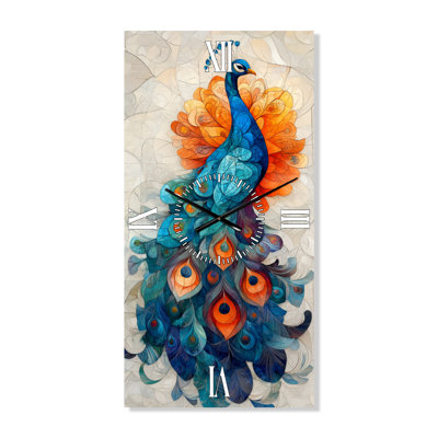 Peacock at the Farm Garden - Farmhouse Non-Ticking Metal Wall Clock
