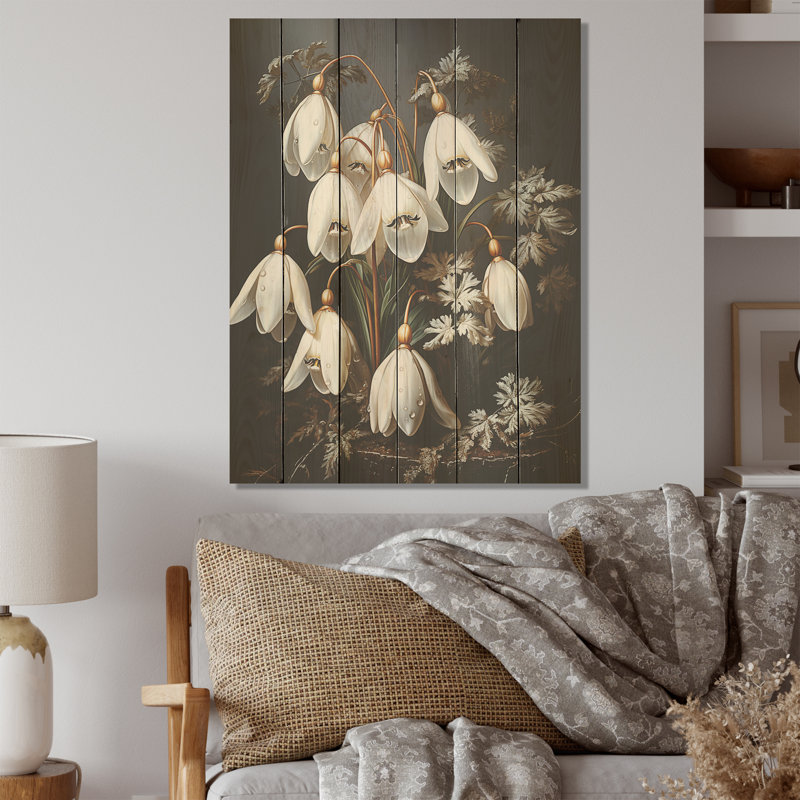 Givre doré, gouttes de neige dorées I - Art sur bois de pin naturel, H 20 po x l 10 po