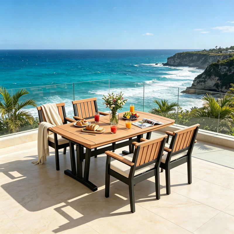 71'' 4-Person HDPE Outdoor Patio Dining Set – 5-Piece Set