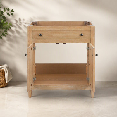 Base de meuble-lavabo à panneaux 30 po en bois d'hévéa massif