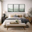 «Minimal Landscape», art organique moderne vert sauge, images murales abstraites simples dans la chambre à coucher, grand ensemble de 3 impressions murales sur toile, 16 x 24 x 3, 24 x 36 x 3-91874879-91874882