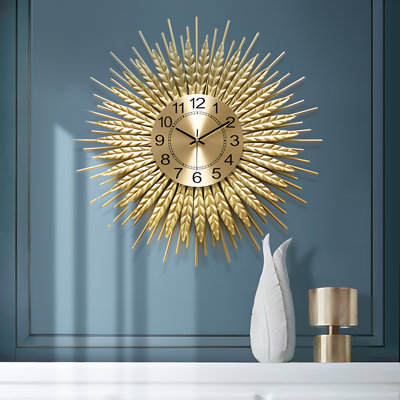 24IN Modern Minimalist Wall Clock For Living Room And Bedroom, Creative Luxury Design, Silent Non-Ticking, Battery Operated, Home Office Decor
