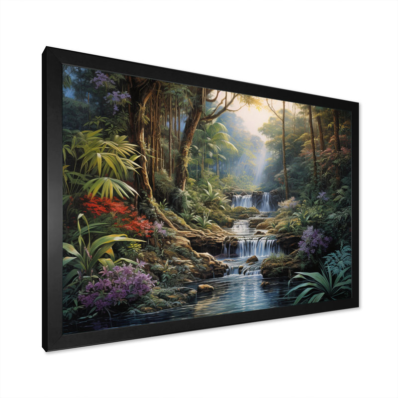 Asian Art Natures Rhyth II - reproduction d'art, H 34 po x l 44 po x P 1,5 po, Cadre photo noir