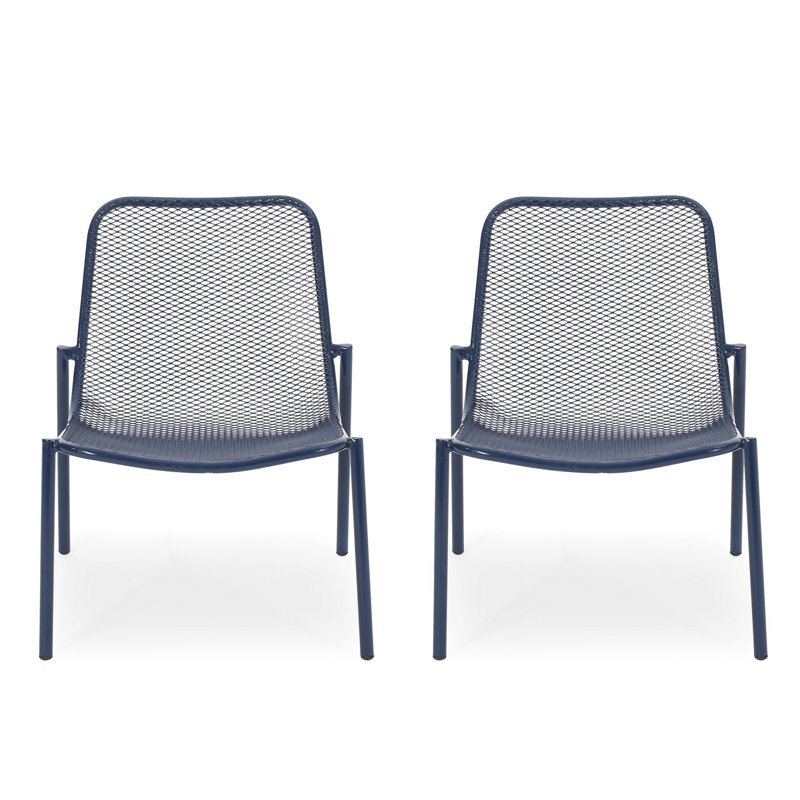 2 Stackable Chair , Matte Navy Blue Iron Composition, Handcrafted Details Placed, 26" X 22.32" 26", Seat 18" 19.5" 12.5 (2), Iron, Adorned,
