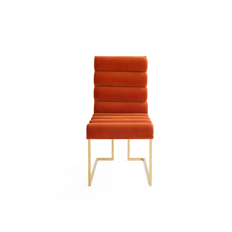 Goldfinger Upholstered Dining Chair, Orange Velvet