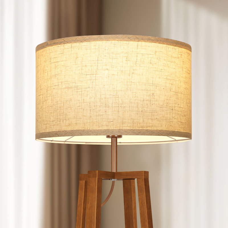156 H cm Powder Coated Tripod Floor Lamp, Cream coloured