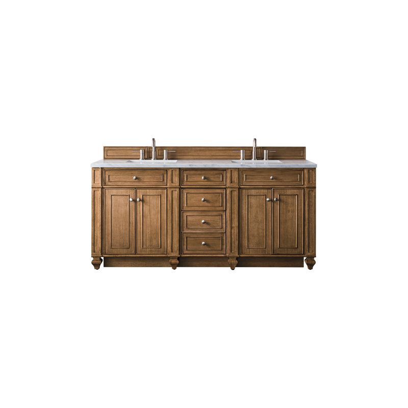 Bristol 72'' W Double Bathroom Vanity Base, Saddle Brown