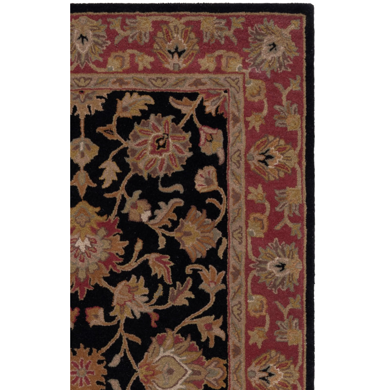 Balthrop Hand Tufted Wool/Cotton/Latex Oriental Rug in Black/Orange, Rectangle 9'6" x 13'6"