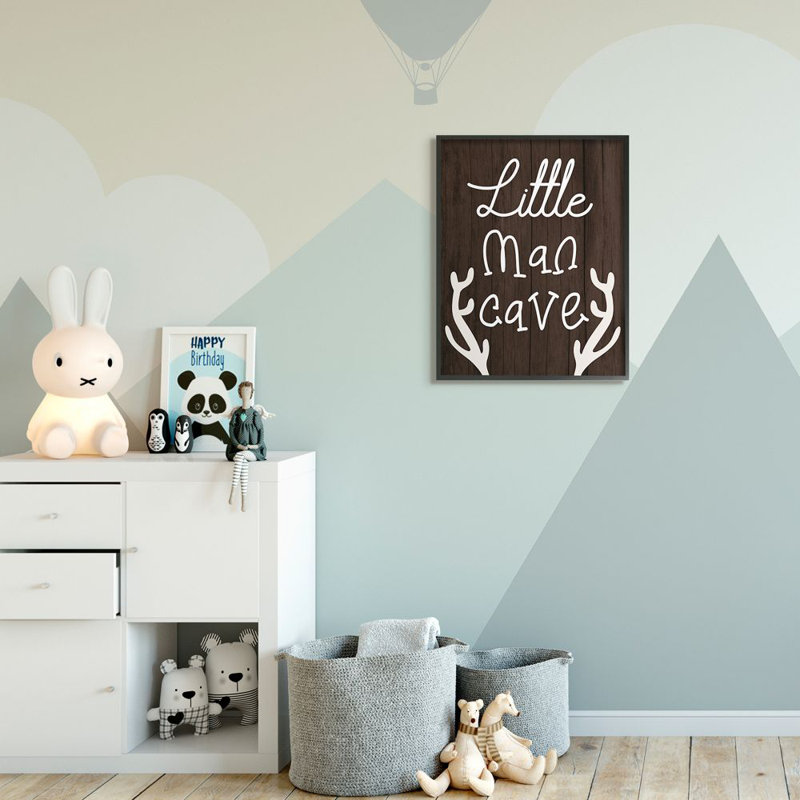 «Little Man Cave» par Daphne Polselli - impression d'art graphique, Cadre noir, H 20 po x l 16 po x 1,5 po