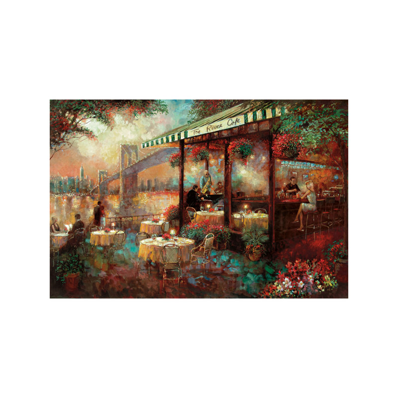 The River Cafe by Ruane Manning - Wrapped Canvas Painting, 66.04 cm H x 45.72 cm W x 1.91 cm D