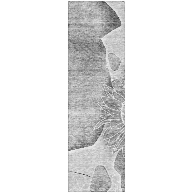 Premium Machine Washable Prisco Gray Rug, Runner 2'3" x 7'6"