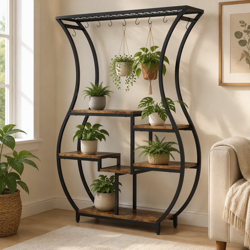Support pour plante en forme de vase TribeSigns, support pour plante à 6 niveaux avec 10 crochets de suspension