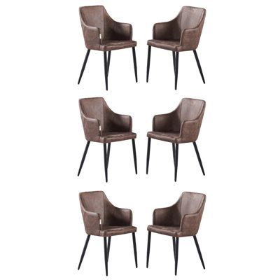 Set Of 6 Lehmann Upholstered Dining Chair | Armchair | Metal Legs
