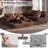 108" L-shaped Modular Sectional Sectional Sofa, Corduroy Sleeper Couch Bed, Compression Foam Sectional with Headrest - No Assembly Required-306480430