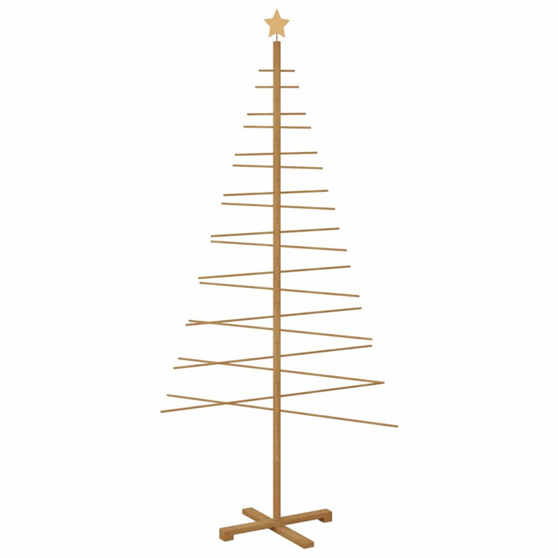 Wooden Christmas Tree with Stand Brown Bamboo, 6.89' H