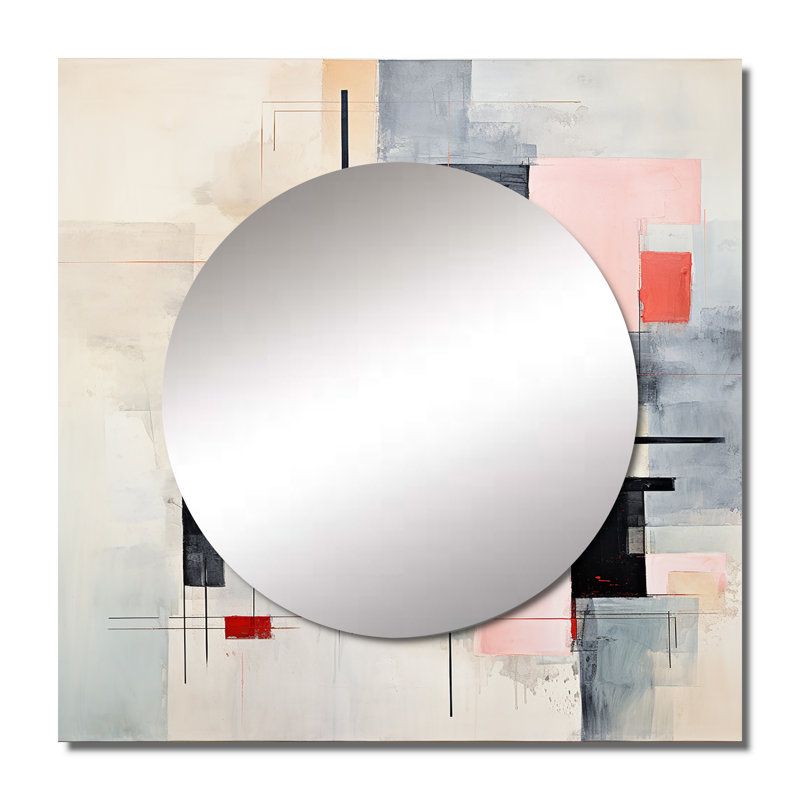 Moak - Art mural abstrait miroir carré pour salle de bain, 36 po x 36 po