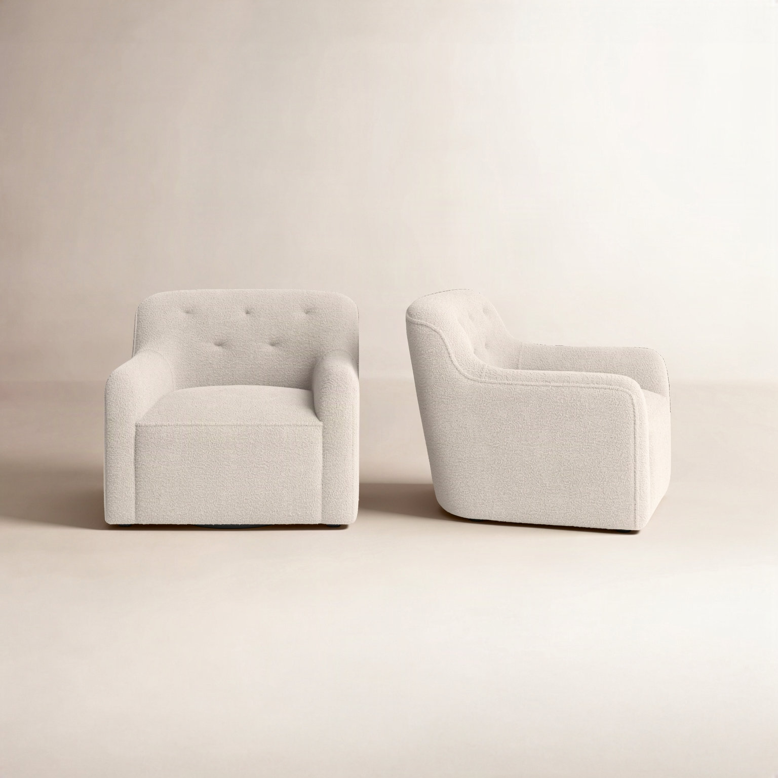 Fae Pine Swivel Accent Chair, Natural Textured Chenille