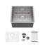 Évier de cuisine encastré à simple cuve en acier inoxydable de calibre 16 L 21 po x l 18 po avec crépine à panier et grille inférieure 12 po-123843445-124606957