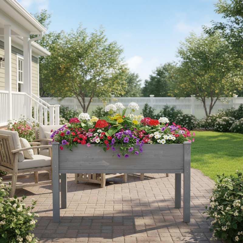 Lit de jardin surélevé avec pieds, Gris, H 30 po x l 24 po x P 48 po