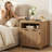 Fluted Nightstand With Charging Station,bedside Table With Open Shelf And Cabient Storage-124140760