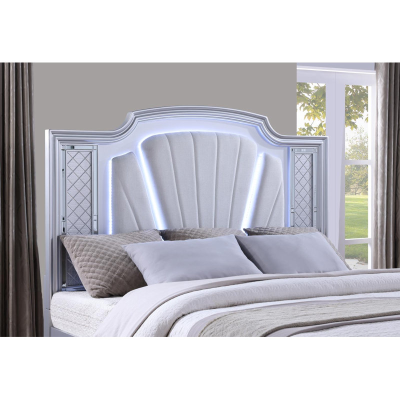 Silver Led Queen Bed, Queen