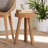 Eean Upholstered Teak Wood Ottoman