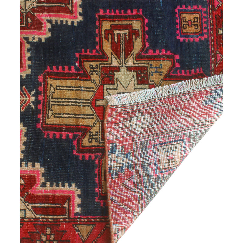 One-of-a-Kind 2'9" x 9'5" 1980s Runner Wool Area Rug in Blue and Green