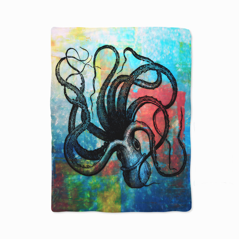  Ensemble de housse de couette Dark Tie Dye Octopus, Housse de couette simple et 2 taies décoratives