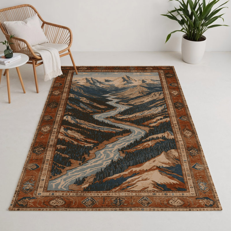Turkish Brown Indoor and Outdoor Area Rug, Rectangle 9' x 12'