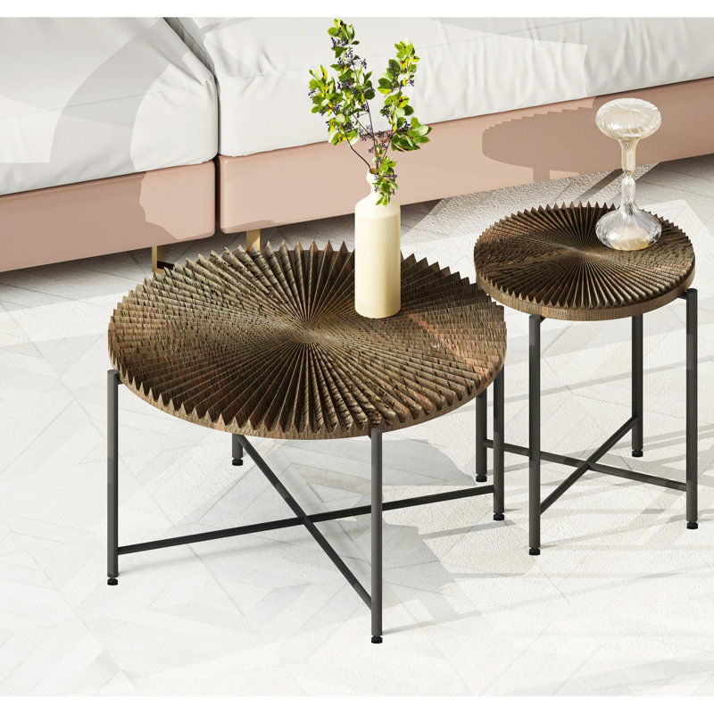 Table basse et de bout Radial, Noyer