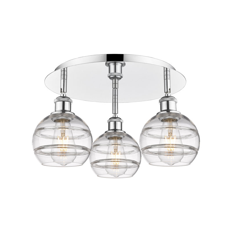 Plafonnier semi-encastré Glassoff, Transparent, H 8,88 po x l 17,63 po x P 17,63 po, Chrome poli
