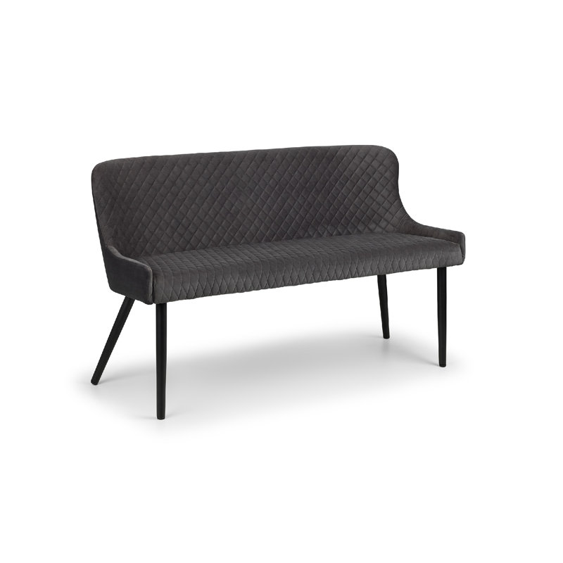 Wynnfield Velvet Upholstered Bench, Grey