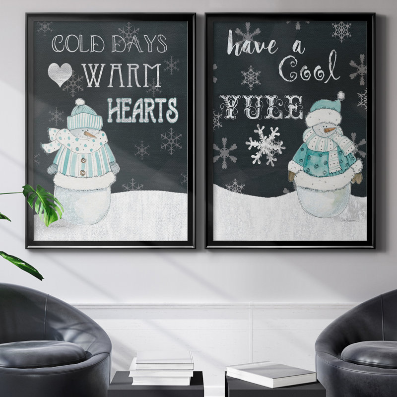 «Cold Days Warm Hearts», ensemble de 2 reproductions d'art textuel, H 22,5 po x l 61 po x P 3 po, Pas de tapis
